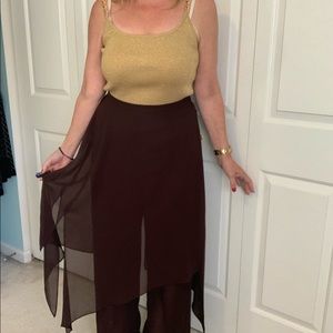Brown palazzo pant with skirt overlay 14